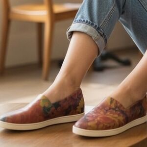 Patricia Nash Leather Shoes Slip On Lola Floral Print Women's Shoes Size 7